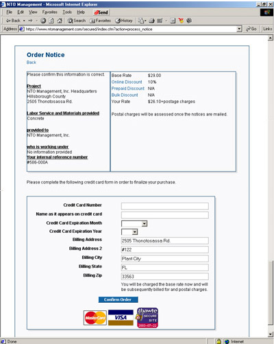 Confirmation and Payment